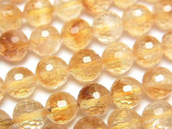 [Video]High Quality! Phantom Citrine AA++ 128Faceted Round 7mm half or 1strand beads (aprx.15inch/36cm)