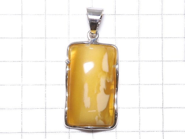 [Video][One of a kind] Baltic Amber Pendant Silver925 Honey Color NO.26