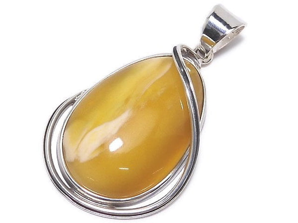 [Video][One of a kind] Baltic Amber Pendant Silver925 Honey Color NO.28