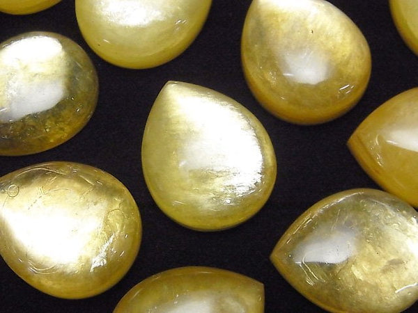 [Video] Golden Mica AAA Pear shape Cabochon 25x20mm 1pc