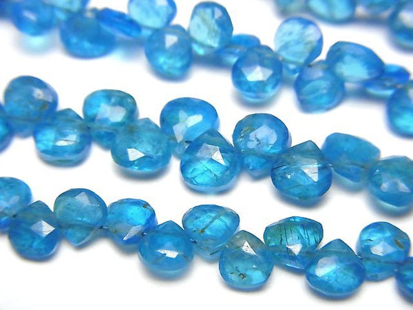 [Video]High Quality Neon Blue Apatite AA++ Chestnut Faceted Briolette half or 1strand beads (aprx.7inch/18cm)