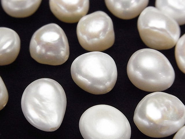 [Video] Fresh Water Pearl AA++ Loose stone Potato-Baroque 12-14mm White [Half Drilled Hole ] 4pcs