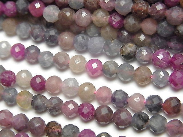 [Video]High Quality! Madagascar Multicolor Sapphire AA+ Faceted Round 4mm 1strand beads (aprx.15inch/37cm)