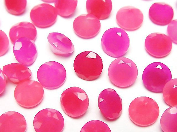 [Video]High Quality Fuchsia Pink Chalcedony AAA Loose stone Round Faceted 8x8mm 5pcs