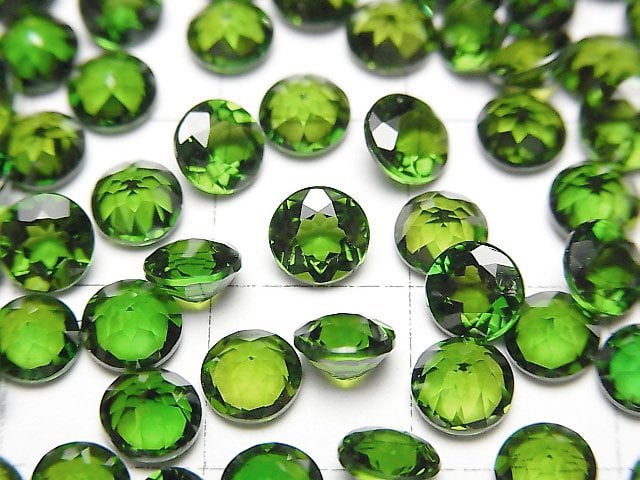 [Video]High Quality Chrome Diopside AAAA Loose stone Round Faceted 5x5mm 2pcs