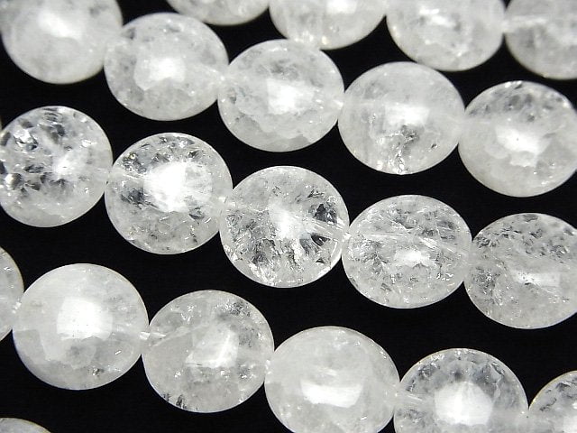 [Video]Cracked Crystal Coin 12x12x6mm 1strand beads (aprx.15inch/38cm)