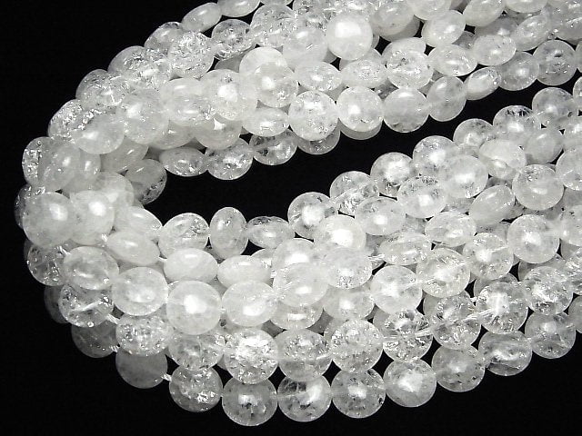 [Video]Cracked Crystal Coin 12x12x6mm 1strand beads (aprx.15inch/38cm)