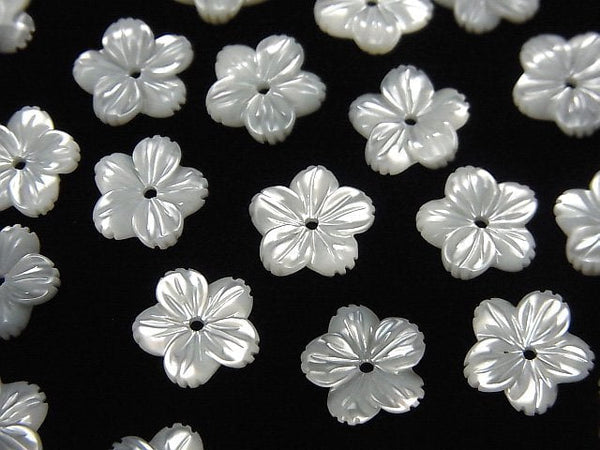 [Video]Mother of Pearl MOP AAA White Flower [8mm][10mm] Center hole 4pcs