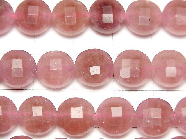 [Video]High Quality! Pink Epidote AA++ Faceted Coin 10x10x6mm 1strand beads (aprx.14inch/34cm)