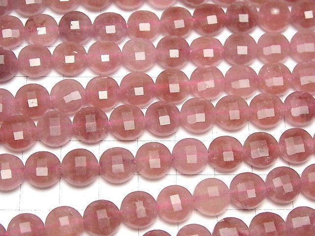 [Video]High Quality! Pink Epidote AA++ Faceted Coin 10x10x6mm 1strand beads (aprx.14inch/34cm)