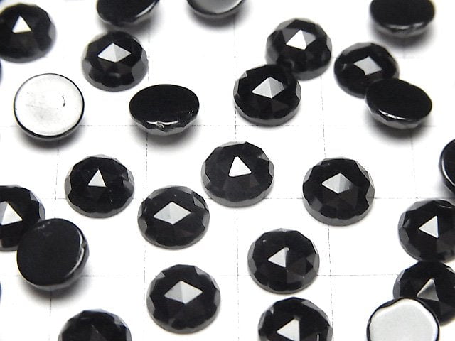 [Video]High Quality Black Spinel AAA Round Rose Cut 8x8mm 4pcs