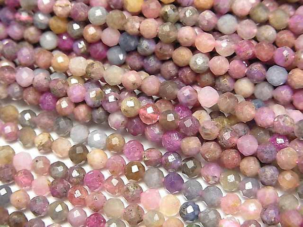 [Video]High Quality! Multicolor Sapphire AA Faceted Round 3.5mm 1strand beads (aprx.15inch/37cm)