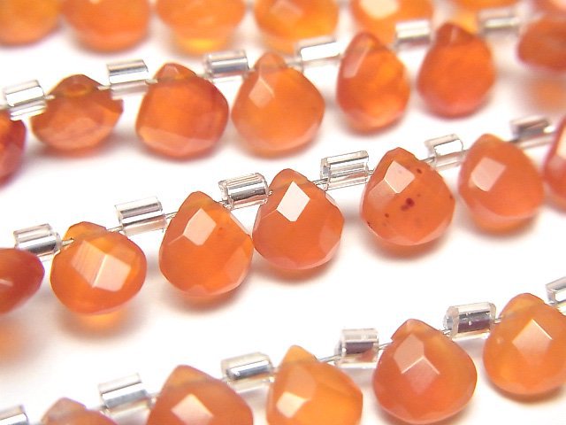 [Video]High Quality Carnelian AAA Chestnut Faceted Briolette 6x6mm half or 1strand (28pcs )