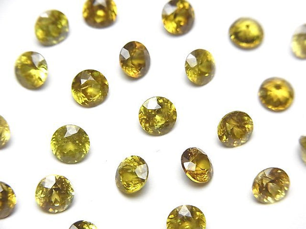 [Video]High Quality Sphene AAA Loose stone Round Faceted 5x5mm [Olive color] 1pc