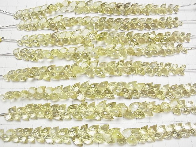 [Video]High Quality Lemon Quartz AAA Flower bud Drop Faceted Briolette 1strand beads (aprx.5inch/13cm)