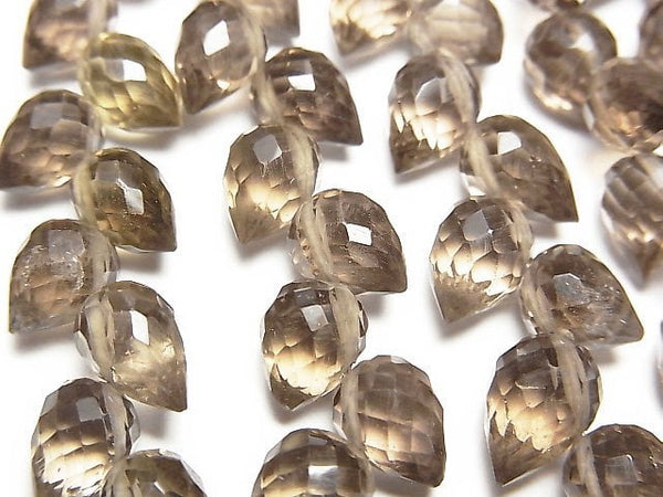 [Video]High Quality Smoky Quartz AAA Flower bud Drop Faceted Briolette 1strand beads (aprx.6inch/15cm)