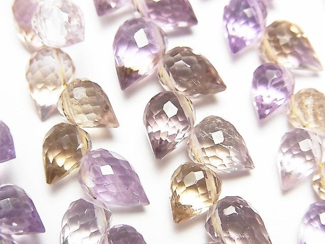 [Video]High Quality Amethyst xCitrine AAA Flower Bud Faceted Briolette 1strand beads (aprx.6inch/14cm)