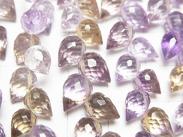 [Video]High Quality Amethyst xCitrine AAA Flower Bud Faceted Briolette 1strand beads (aprx.6inch/14cm)