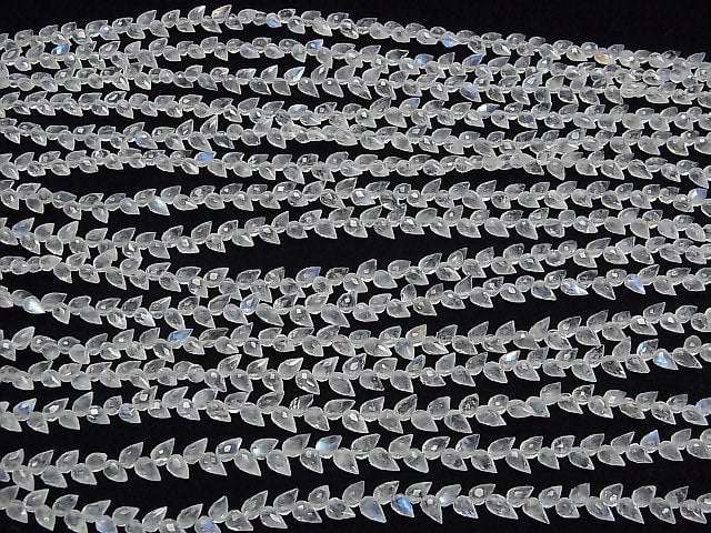 [Video]High Quality Rainbow Moonstone AAA- Flower Bud Faceted Briolette 1strand beads (aprx.7inch/18cm)