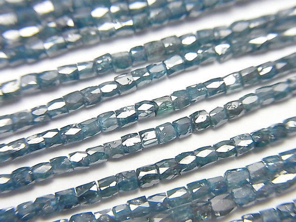 [Video]Blue Diamond Cube -Faceted Tube half or 1strand (aprx.15inch/38cm)