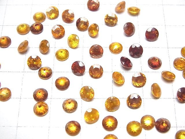 [Video]High Quality Sphalerite AAA Loose stone Round Faceted 5x5mm [Orange] 1pc