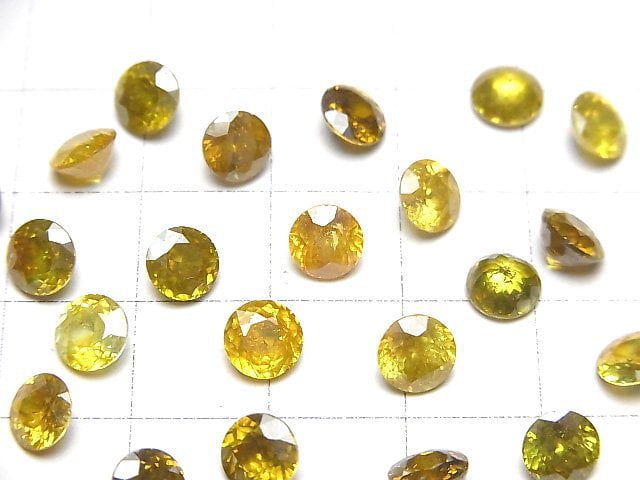 [Video]High Quality Sphalerite AAA Loose stone Round Faceted 6x6mm [Yellow] 1pc