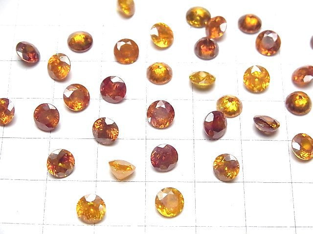 [Video]High Quality Sphalerite AAA Loose stone Round Faceted 6x6mm [Orange] 1pc