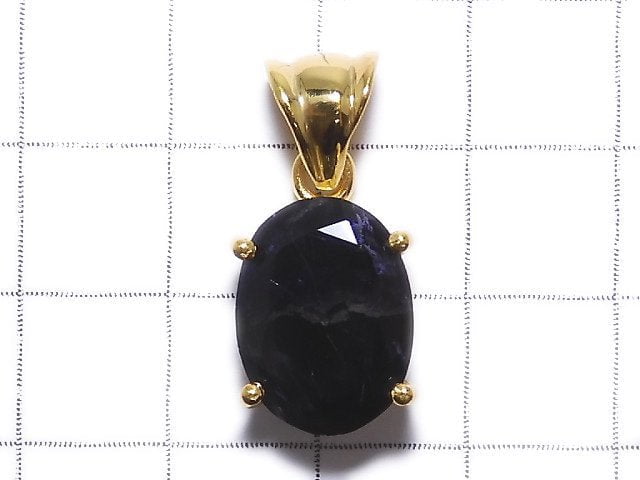 [Video][One of a kind] High Quality Iolite AAA- Faced Pendant 18KGP NO.83