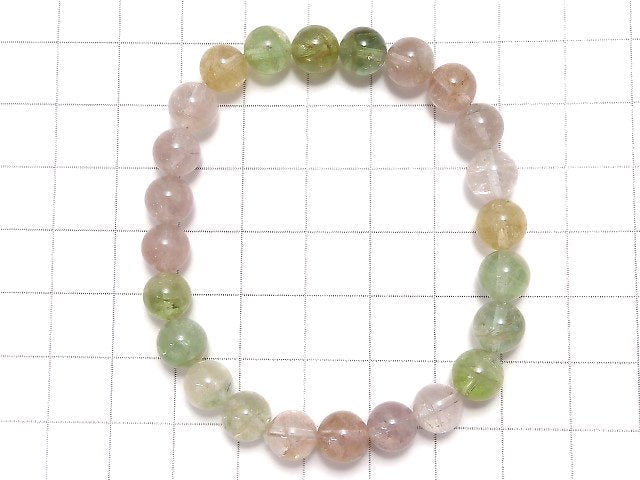 [Video][One of a kind] Multicolor Tourmaline AAA- Round 7.5mm Bracelet NO.121