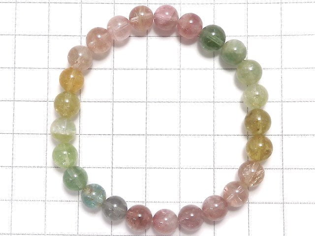 [Video][One of a kind] Multicolor Tourmaline AAA- Round 7.5mm Bracelet NO.122