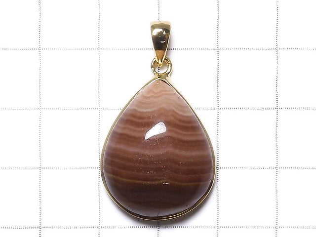 [Video][One of a kind] Brown Color Rhodochrosite AAA Pendant 18KGP NO.29