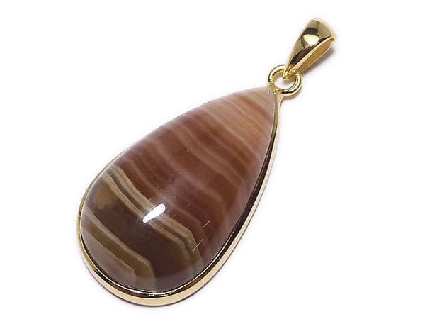 [Video][One of a kind] Brown Color Rhodochrosite AAA Pendant 18KGP NO.30