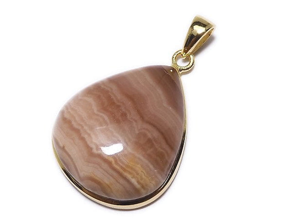 [Video][One of a kind] Brown Color Rhodochrosite AAA Pendant 18KGP NO.31