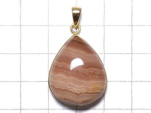 [Video][One of a kind] Brown Color Rhodochrosite AAA Pendant 18KGP NO.31