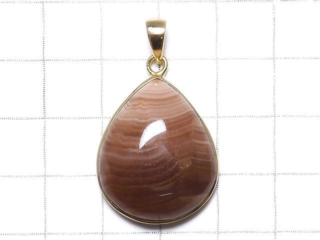 [Video][One of a kind] Brown Color Rhodochrosite AAA Pendant 18KGP NO.32