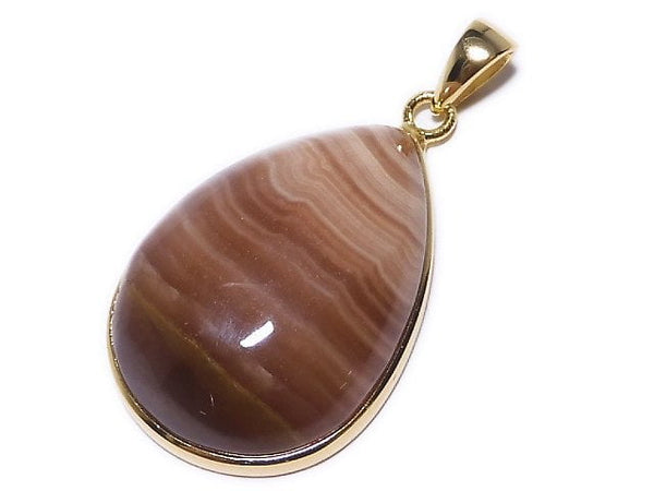 [Video][One of a kind] Brown Color Rhodochrosite AAA Pendant 18KGP NO.34