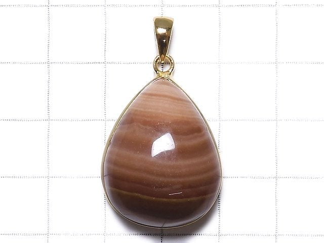 [Video][One of a kind] Brown Color Rhodochrosite AAA Pendant 18KGP NO.35