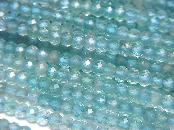 [Video]High Quality! Blue Apatite AA+ Faceted Button Roundel 3.5x3.5x2.5mm 1strand beads (aprx.15inch/36cm)