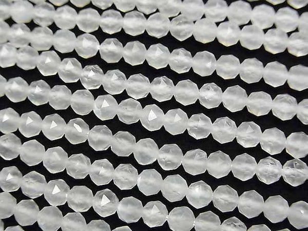[Video]High Quality! White Moonstone AAA Star Faceted Round 4mm 1strand beads (aprx.15inch/37cm)