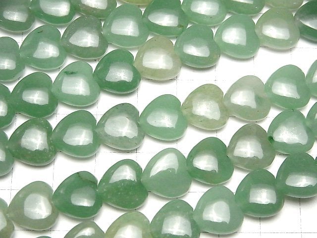 [Video] Green Aventurine Vertical Hole Heart 11x12mm 1strand beads (aprx.14inch/35cm)