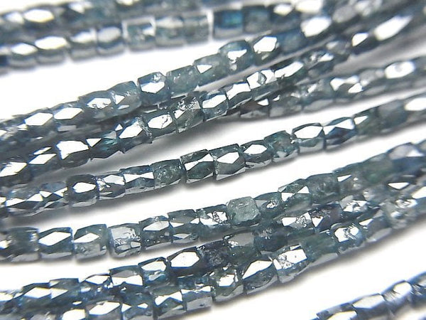 [Video]Blue Diamond Faceted Tube 10pcs or 1strand beads (aprx.14inch/34cm)