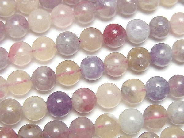 [Video]Lepidolite with Pink Tourmaline Round 6mm 1strand beads (aprx.15inch/36cm)