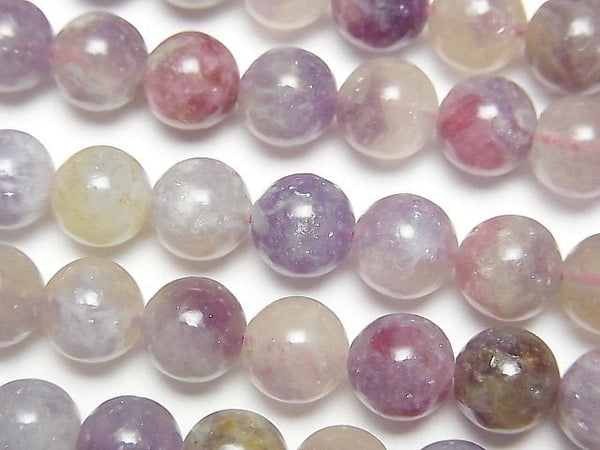 [Video]Lepidolite with Pink Tourmaline Round 8mm 1strand beads (aprx.15inch/38cm)