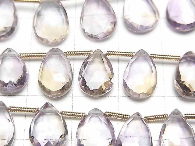 [Video]High Quality Ametrine AAA Pear shape Faceted Briolette 1strand beads (aprx.7inch/17cm)