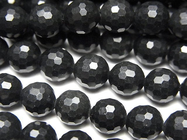 [Video]High Quality! Russia Shungite AAA 128Faceted Round 8mm 1strand beads (aprx.15inch/36cm)