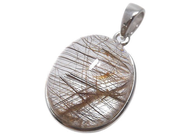 [Video][One of a kind] Brown Rutilated Quartz AAA Pendant Silver925 NO.45