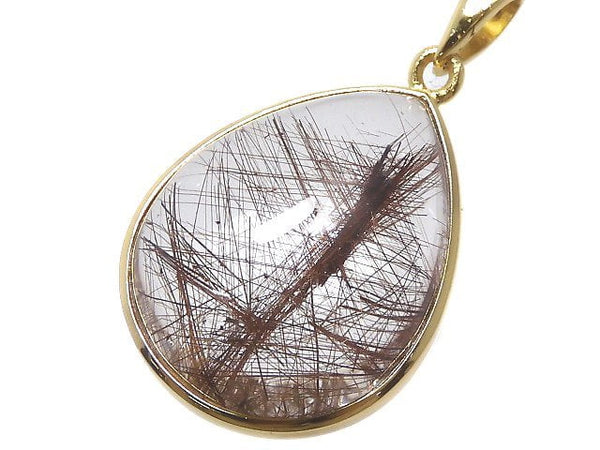 [Video][One of a kind] Brown Rutilated Quartz AAA Pendant 18KGP NO.54