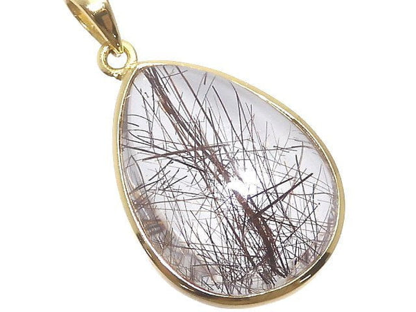 [Video][One of a kind] Brown Rutilated Quartz AAA Pendant 18KGP NO.56