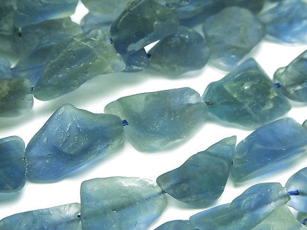 [Video] Blue Green Fluorite Rough Rock Nugget [M size] 1strand beads (aprx.15inch/36cm)