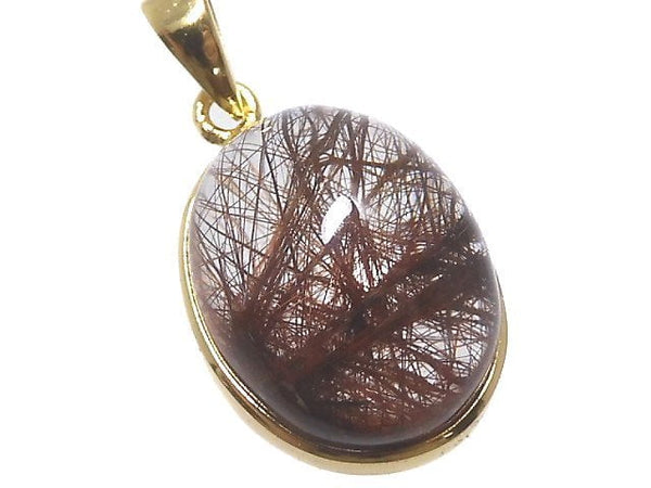 [Video][One of a kind] Brown Rutilated Quartz AAA Pendant 18KGP NO.57